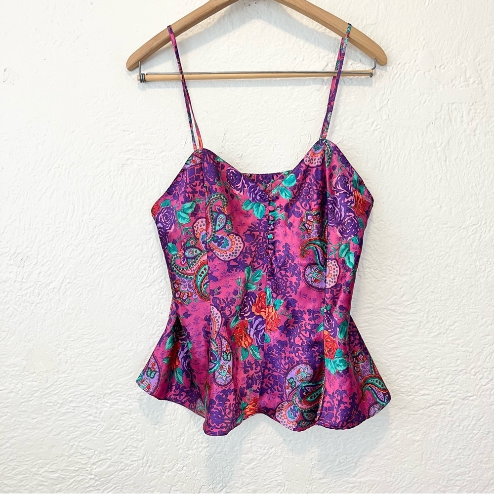 VintageY2K 90s Cami Top Pink Purple Paisley Large L